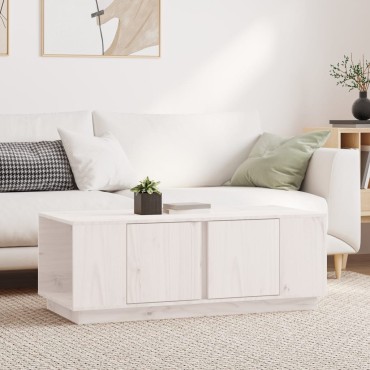 vidaXL Τραπεζάκι Σαλονιού Λευκό 110x50x40cm από Μασίφ Ξύλο Πεύκου 1 τεμ.