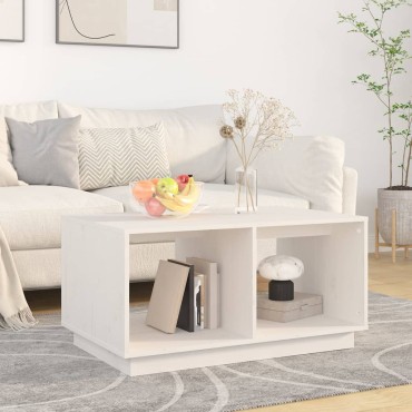 vidaXL Τραπεζάκι Σαλονιού Λευκό 80x50x40cm από Μασίφ Ξύλο Πεύκου 1 τεμ.