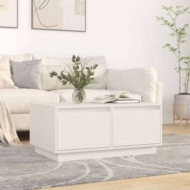 vidaXL Τραπεζάκι Σαλονιού Λευκό 80x50x35cm από Μασίφ Ξύλο Πεύκου 1 τεμ.