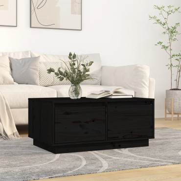 vidaXL Τραπεζάκι Σαλονιού Μαύρο 80x50x35cm από Μασίφ Ξύλο Πεύκου 1 τεμ.