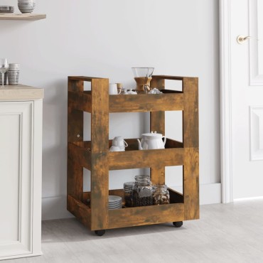 vidaXL Τρόλεϊ Κουζίνας Καπνιστή Δρυς 60x45x80cm από Επεξεργασμένο Ξύλο 1 τεμ.