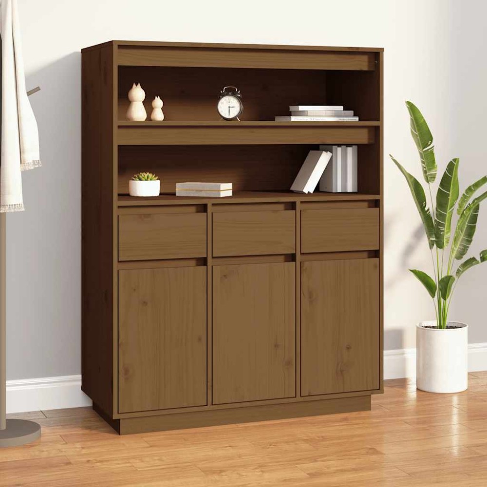 vidaXL Ντουλάπι Ψηλό Καφέ Μέλι 89x40x116,5cm από Μασίφ Ξύλο Πεύκου 1 τεμ.