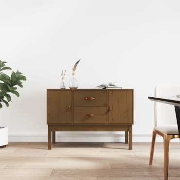 vidaXL Ντουλάπι Καφέ Μελί 110x40x78cm από Μασίφ Ξύλο Πεύκου 1 τεμ.