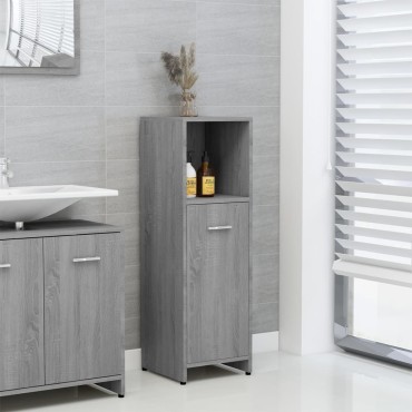 vidaXL Ντουλάπι Μπάνιου Γκρι Sonoma 30x30x95cm Επεξεργασμένο Ξύλο