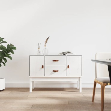 vidaXL Συρταριέρα Λευκή 110x40x78cm από Μασίφ Ξύλο Πεύκου 1 τεμ.
