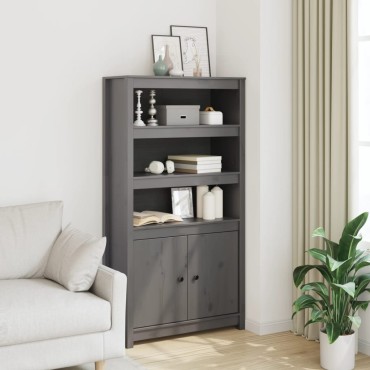 vidaXL Ντουλάπι Ψηλό Γκρι 80x35x154cm από Μασίφ Ξύλο Πεύκου 1 τεμ.