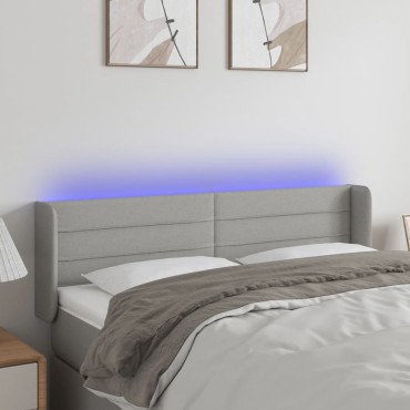 vidaXL Κεφαλάρι Κρεβατιού LED Ανοιχτό Γκρι 147x16x78/88cm Υφασμάτινο 1 τεμ.