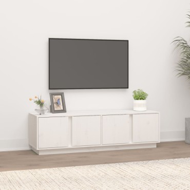 vidaXL Έπιπλο Τηλεόρασης Λευκό 140x40x40cm από Μασίφ Ξύλο Πεύκου