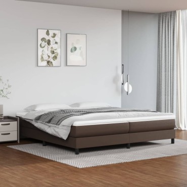 vidaXL Πλαίσιο Κρεβατιού Καφέ 200x200cm από Συνθετικό Δέρμα 1 τεμ. - Διπλό
