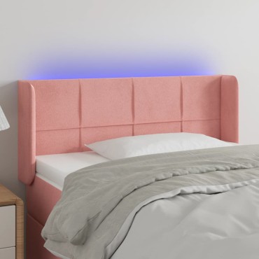 vidaXL Κεφαλάρι Κρεβατιού LED Ροζ 93x16x78/88cm Βελούδινο 1 τεμ.