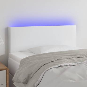 vidaXL Κεφαλάρι Κρεβατιού LED Λευκό 90x5x78/88cm από Συνθετικό Δέρμα 1 τεμ.