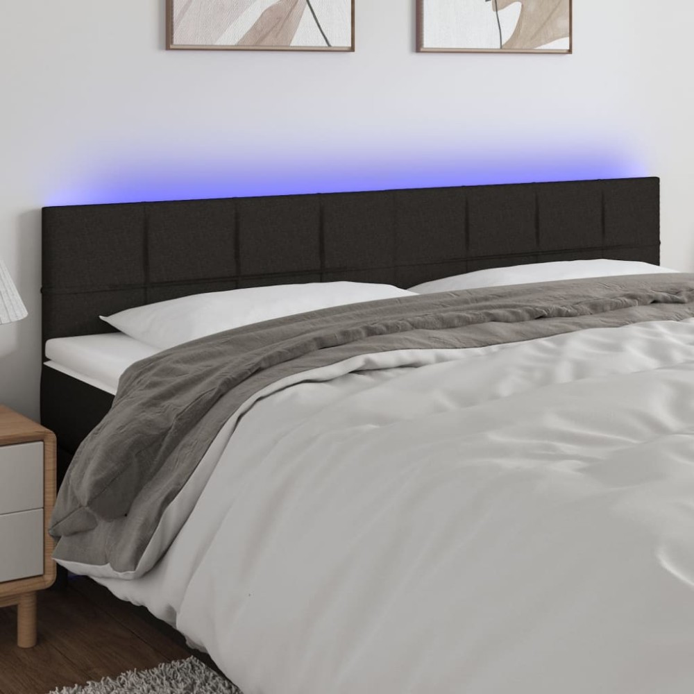 vidaXL Κεφαλάρι Κρεβατιού LED Μαύρο 180x5x78/88cm Υφασμάτινο 1 τεμ.