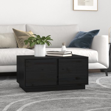 vidaXL Τραπεζάκι Σαλονιού Μαύρο 80x50x40cm από Μασίφ Ξύλο Πεύκου 1 τεμ.