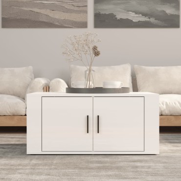 vidaXL Τραπεζάκι Σαλονιού Γυαλ. Λευκό 80x50x36cm Επεξεργ. Ξύλο 1 τεμ.
