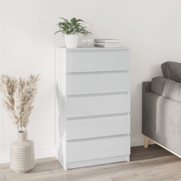 vidaXL Έπιπλο Συρταριών Γυαλ. Λευκό 60x36x103cm Επεξεργασμένο Ξύλο 1 τεμ.