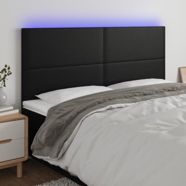 vidaXL Κεφαλάρι Κρεβατιού LED Μαύρο 180x5x118/128 εκ 1 τεμ.