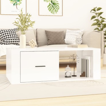 vidaXL Τραπεζάκι Σαλονιού Γυαλ. Λευκό 100x50,5x35cm Επεξεργ. Ξύλο 1 τεμ.