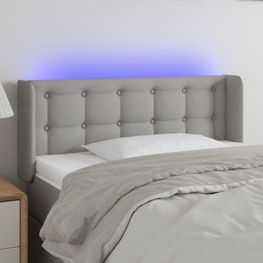 vidaXL Κεφαλάρι Κρεβατιού LED Ανοιχτό Γκρι 93x16x78/88cm Υφασμάτινο 1 τεμ.