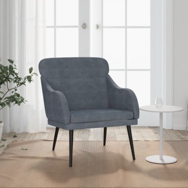 vidaXL Πολυθρόνα Σκούρο Γκρι 63x76x80cm Βελούδινη 1 τεμ.