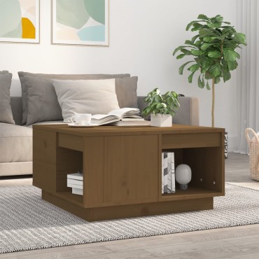 vidaXL Τραπεζάκι Σαλονιού Καφέ Μελί 60x61x32,5cm Μασίφ Ξύλο Πεύκου 1 τεμ.