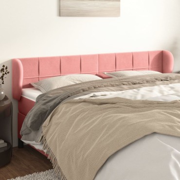 vidaXL Κεφαλάρι με Πτερύγια Ροζ 203x23x78/88cm Βελούδινο 1 τεμ.