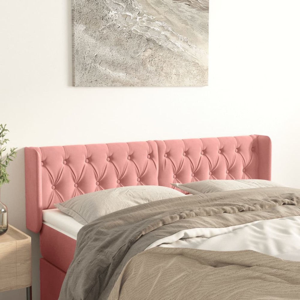 vidaXL Κεφαλάρι με Πτερύγια Ροζ 147x16x78/88cm Βελούδινο 1 τεμ.