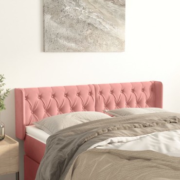 vidaXL Κεφαλάρι με Πτερύγια Ροζ 147x16x78/88cm Βελούδινο 1 τεμ.