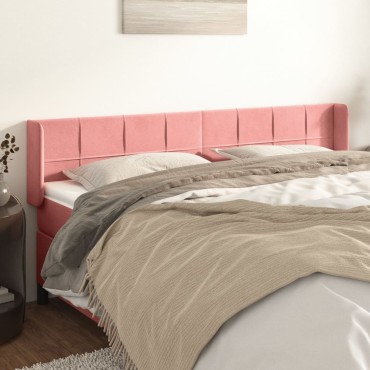 vidaXL Κεφαλάρι με Πτερύγια Ροζ 203x16x78/88cm Βελούδινο 1 τεμ.