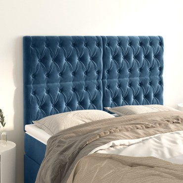 vidaXL Κεφαλάρια Κρεβατιού 4 τεμ. Σκ. Μπλε 72x7x78/88cm Βελούδινο