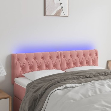 vidaXL Κεφαλάρι Κρεβατιού LED Ροζ 144x7x78/88cm Βελούδινο 1 τεμ.