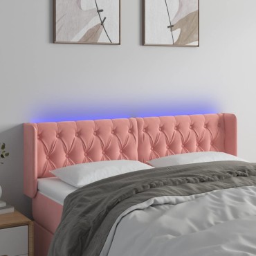 vidaXL Κεφαλάρι Κρεβατιού LED Ροζ 147x16x78/88cm Βελούδινο 1 τεμ.