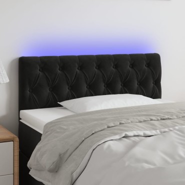 vidaXL Κεφαλάρι Κρεβατιού LED Μαύρο 100x7x78/88cm Βελούδινο 1 τεμ.