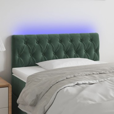 vidaXL Κεφαλάρι Κρεβατιού LED Σκούρο Πράσινο 100x7x78/88cm Βελούδινο 1 τεμ.