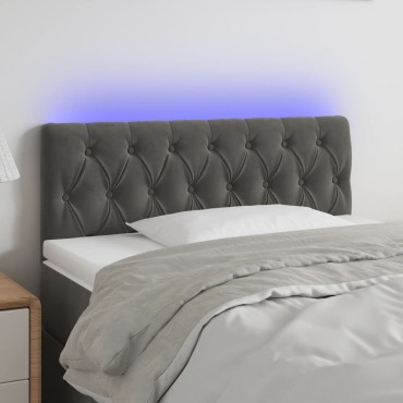vidaXL Κεφαλάρι Κρεβατιού LED Σκούρο Γκρι 100x7x78/88cm Βελούδινο 1 τεμ.