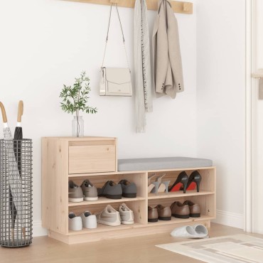 vidaXL Παπουτσοθήκη 110x34 x61cm από Μασίφ Ξύλο Πεύκου