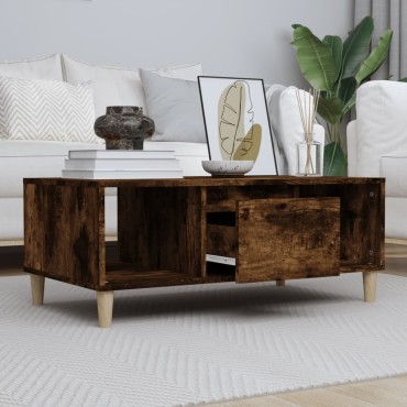 vidaXL Τραπεζάκι Σαλονιού Καπνιστή Δρυς 90x50x36,5cm Επεξεργ. Ξύλο 1 τεμ.