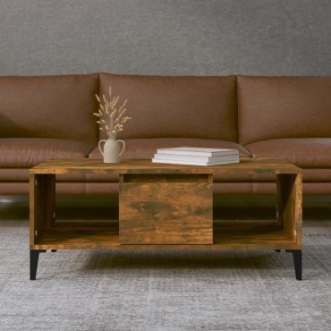 vidaXL Τραπεζάκι Σαλονιού Καπνιστή Δρυς 90x50x36,5cm Επεξεργ. Ξύλο 1 τεμ.