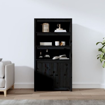 vidaXL Ντουλάπι Μαύρο 80x35x154cm από Μασίφ Ξύλο Πεύκου 1 τεμ.