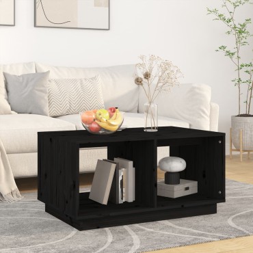 vidaXL Τραπεζάκι Σαλονιού Μαύρο 80x50x40cm από Μασίφ Ξύλο Πεύκου 1 τεμ.