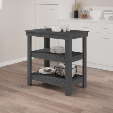 vidaXL Πάγκος Εργασίας Γκρι 78,5x50x80 εκ. από Μασίφ Ξύλο Πεύκου