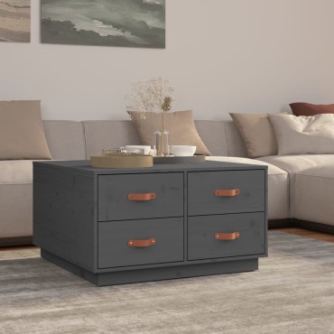 vidaXL Τραπεζάκι Σαλονιού Γκρι 80x80x45cm από Μασίφ Ξύλο Πεύκου 1 τεμ.