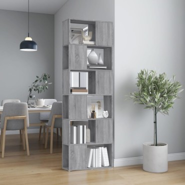 vidaXL Βιβλιοθήκη/Διαχωριστικό Χώρου Γκρι Sonoma 60x24x186cm 1 τεμ.