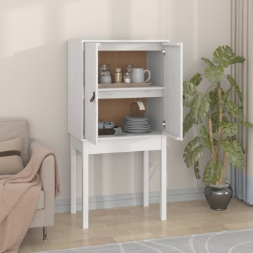 vidaXL Ντουλάπι Ψηλό Λευκό 60x40x120cm από Μασίφ Ξύλο Πεύκου 1 τεμ.