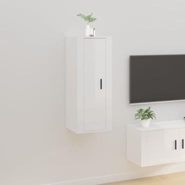 vidaXL Έπιπλο Τηλεόρασης Επιτοίχιο Γυαλιστερό Λευκό 40x34,5x100cm