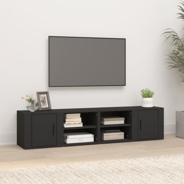 vidaXL Έπιπλα Τηλεόρασης 2 τεμ. Μαύρα 80x31,5x36cm Επεξεργασμένο Ξύλο