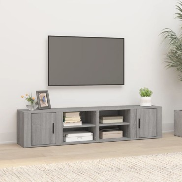 vidaXL Έπιπλα Τηλεόρασης 2 τεμ. Γκρι Sonoma 80x31,5x36cm Επεξ. Ξύλο