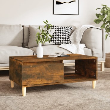 vidaXL Τραπεζάκι Σαλονιού Καπνιστή Δρυς 90x50x36,5cm Επεξεργ. Ξύλο 1 τεμ.