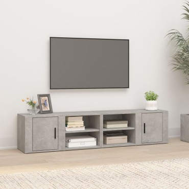 vidaXL Έπιπλα Τηλεόρασης 2 τεμ. Γκρι Σκυρ. 80x31,5x36cm Επεξεργ. Ξύλο