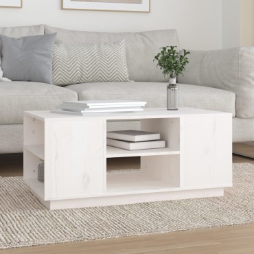 vidaXL Τραπεζάκι Σαλονιού Λευκό 90x49x40,5cm από Μασίφ Ξύλο Πεύκου 1 τεμ.