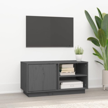 vidaXL Έπιπλο Τηλεόρασης Γκρι 80x35x40,5cm από Μασίφ Ξύλο Πεύκου